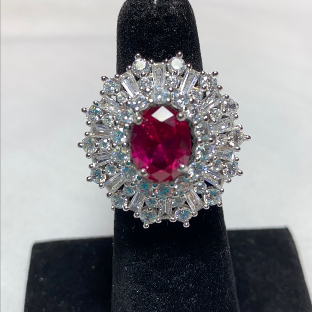 10.25ctw Ruby and White Diamond Simulants
